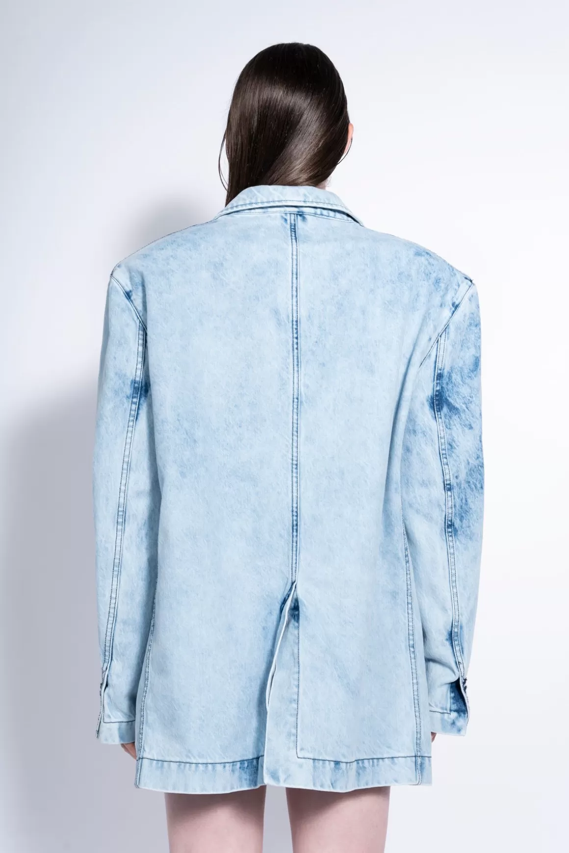Online ACID WASH OVERSIZED DENIM BLAZER Women OUTERWEAR
