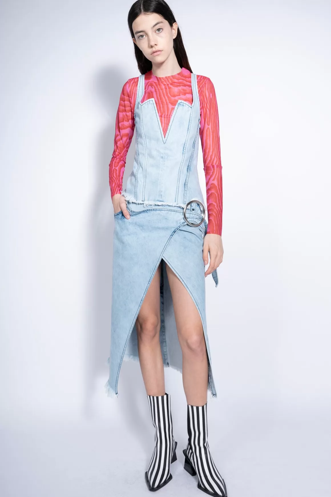 Flash Sale ACID WASH SKIRT WITH SIDE SPLIT Women BOTTOMS