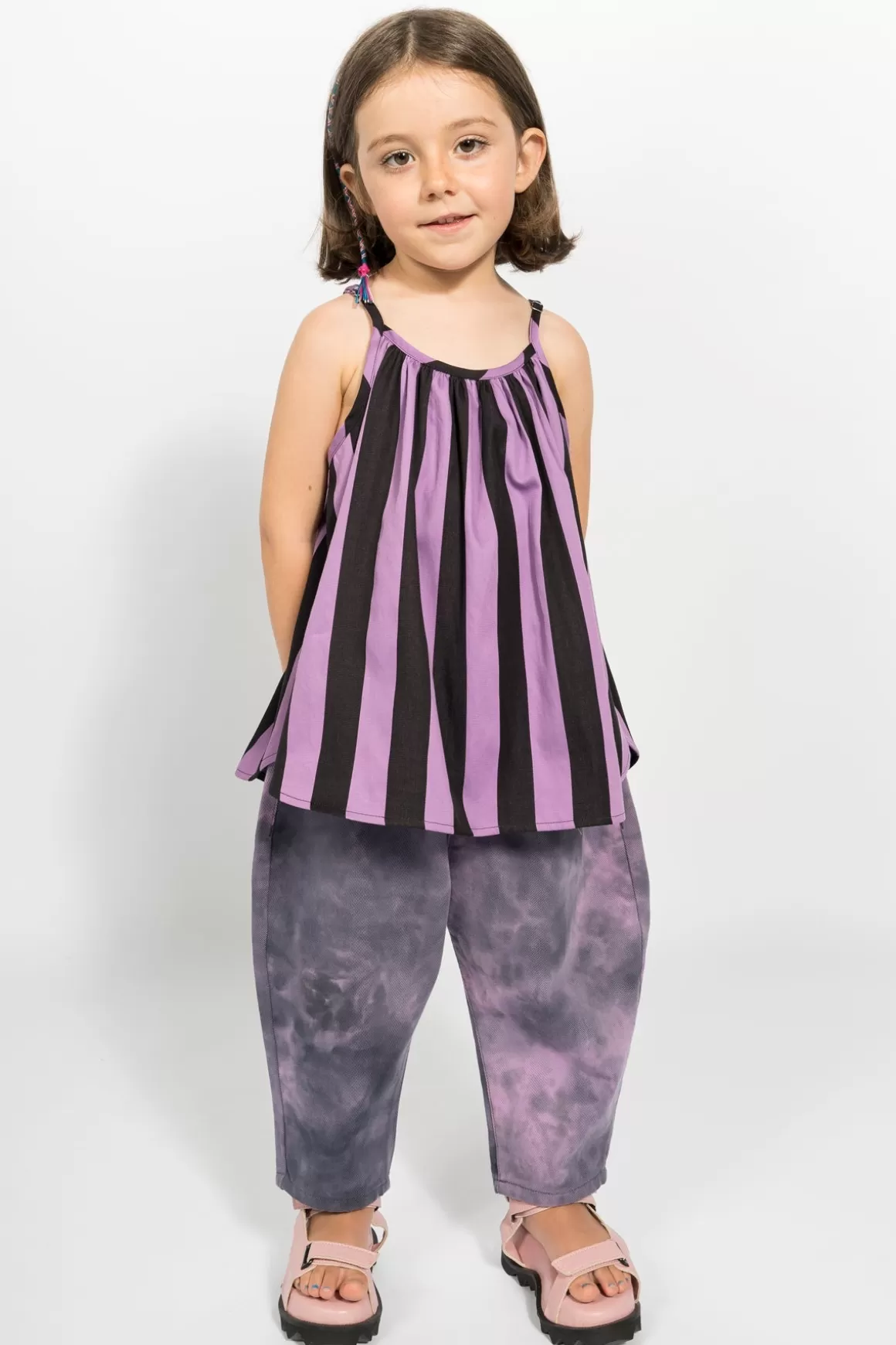 Discount BLACK AND LILAC STRIPED SLIP TOP Kids TOPS