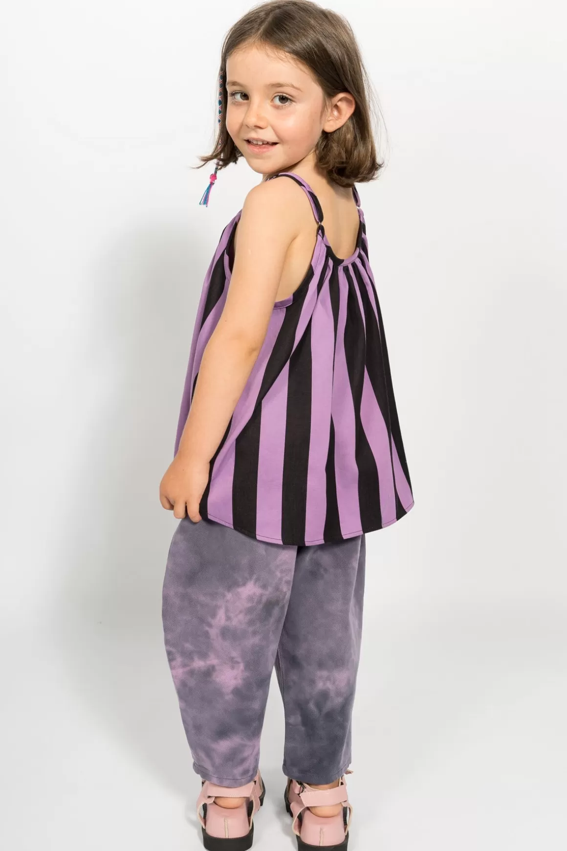 Discount BLACK AND LILAC STRIPED SLIP TOP Kids TOPS