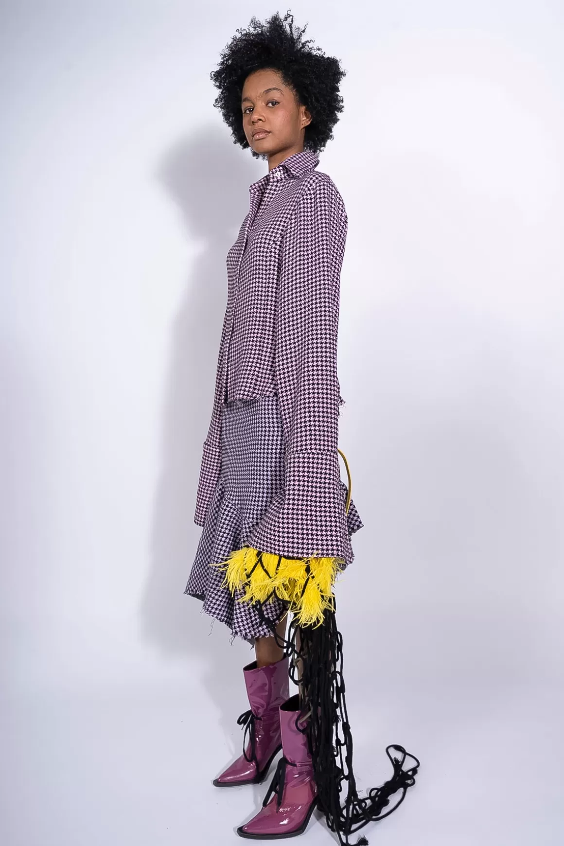 Fashion BLACK AND PINK PIED POULE SHIRT Women TOPS