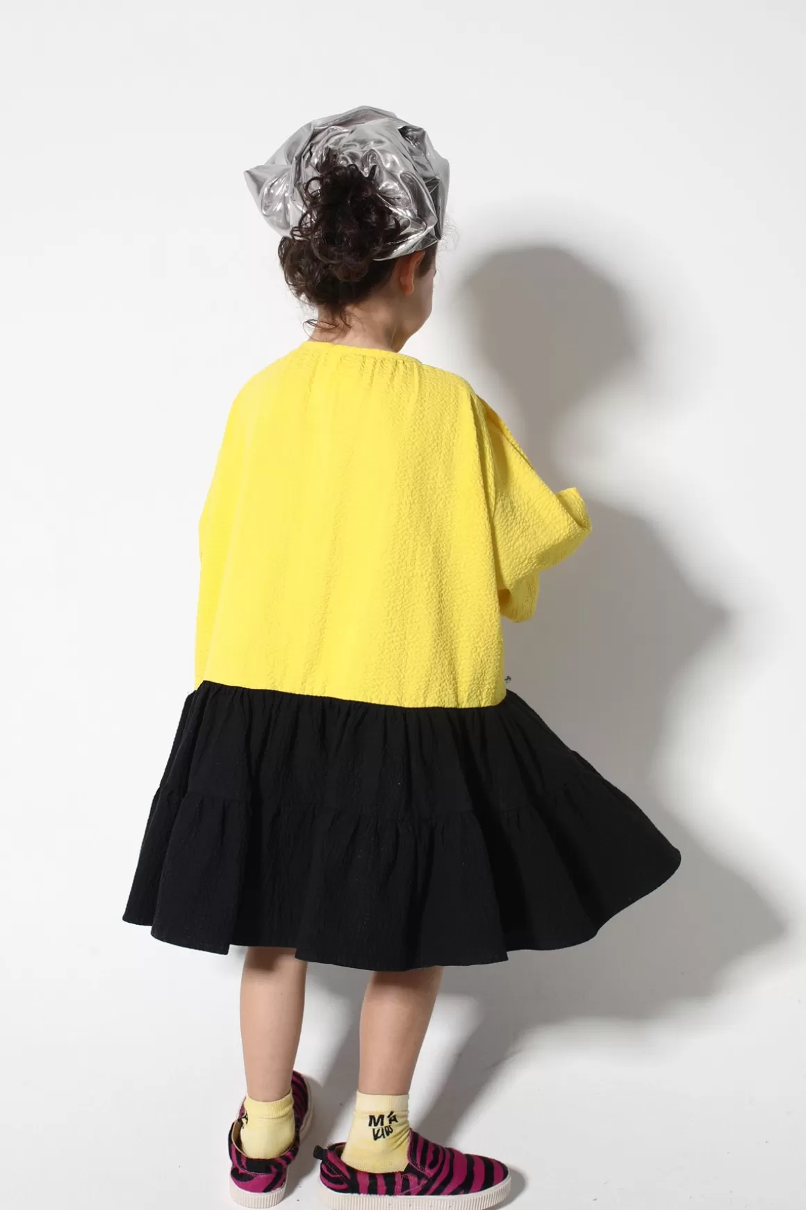 Outlet BLACK AND YELLOW GATHERED DRESS Kids DRESSES