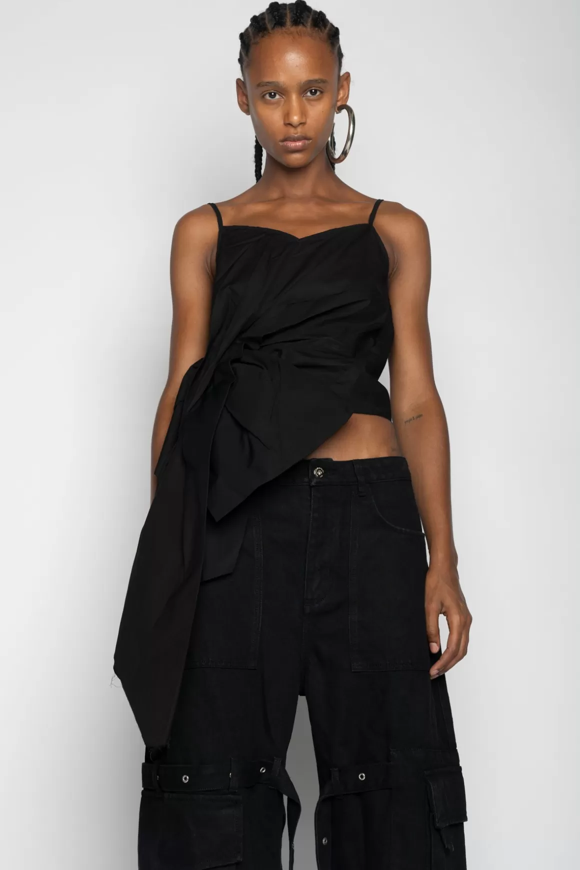 Hot STRAP TOP WITH SIDE DRAPE Women TOPS