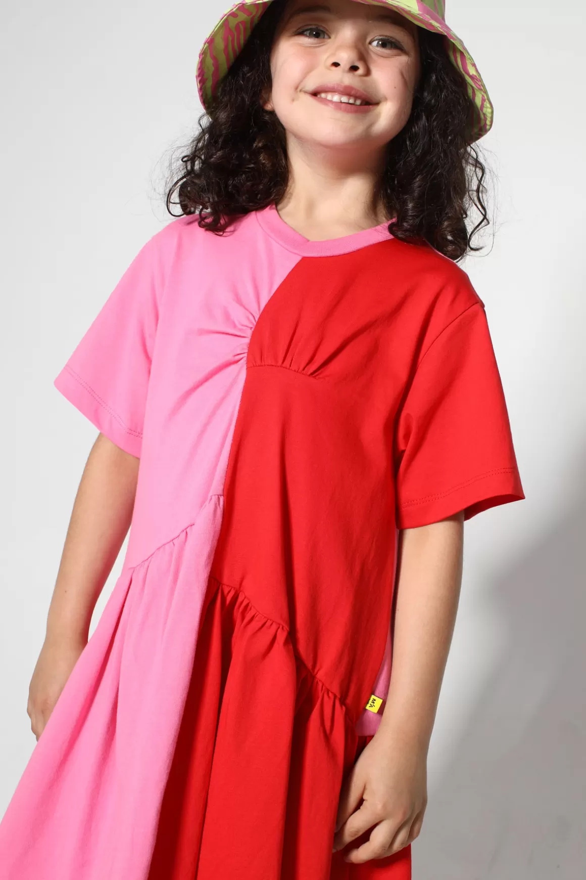 Hot DUO COLOUR GATHERED JERSEY T-SHIRT DRESS Kids DRESSES