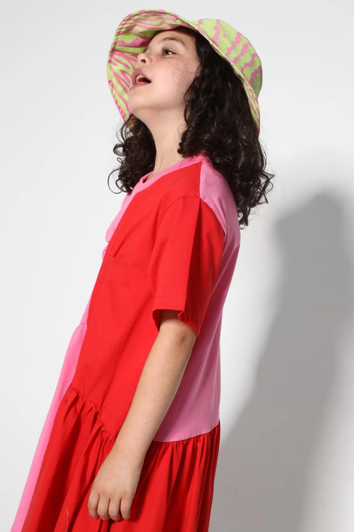 Hot DUO COLOUR GATHERED JERSEY T-SHIRT DRESS Kids DRESSES