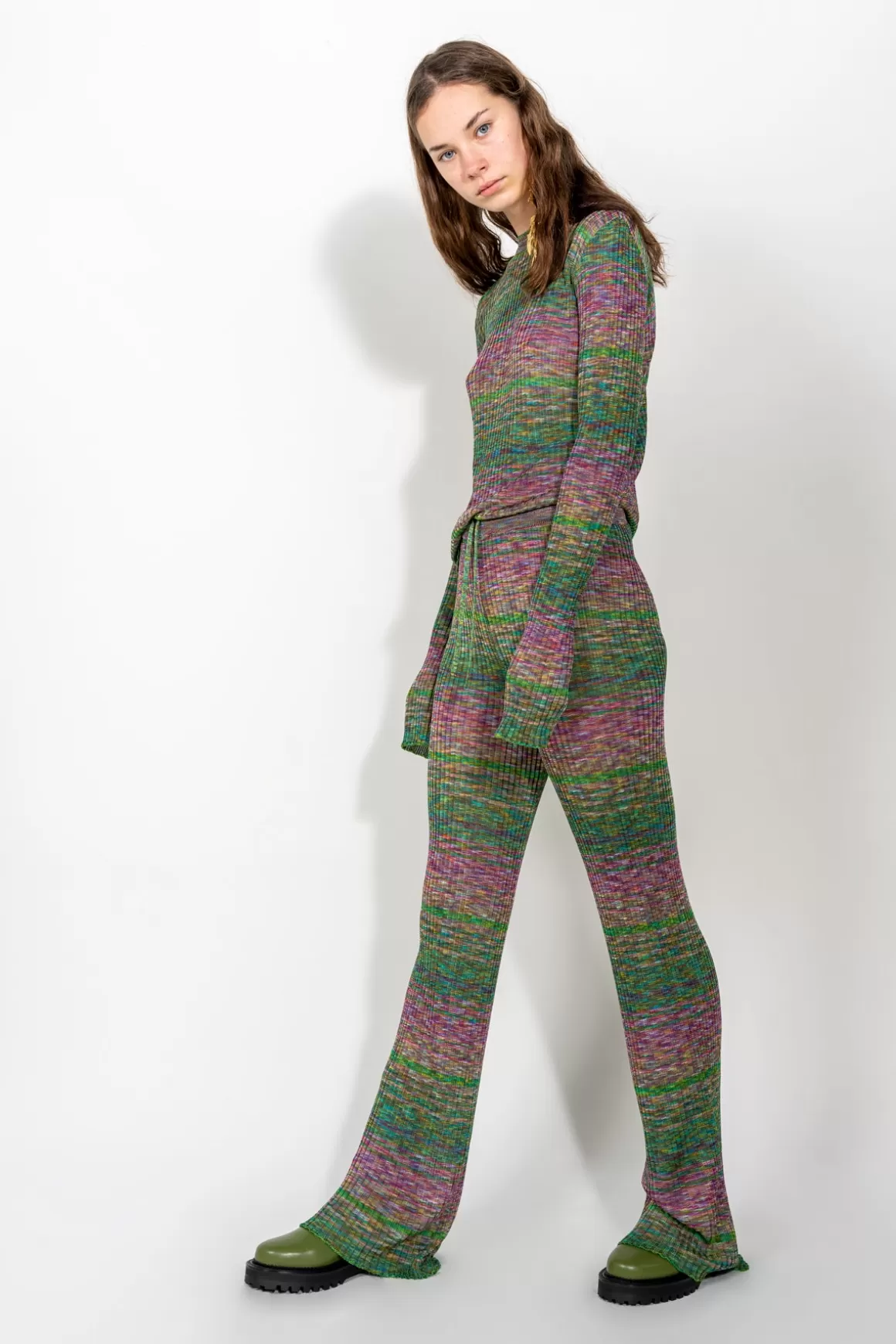 Store MELANGE KNITTED TROUSERS Women KNITWEAR | BOTTOMS