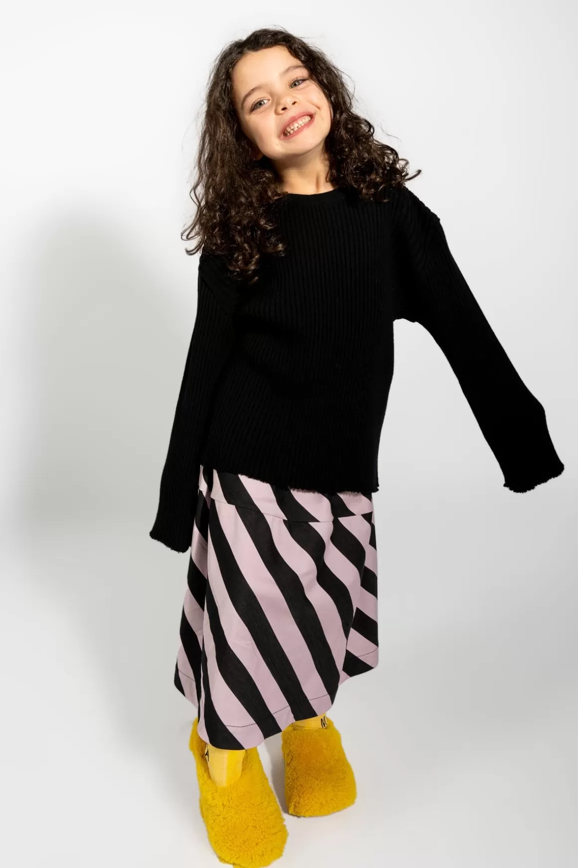Clearance PINK AND BLACK FULL GATHERED STRIPED SKIRT Kids BOTTOMS