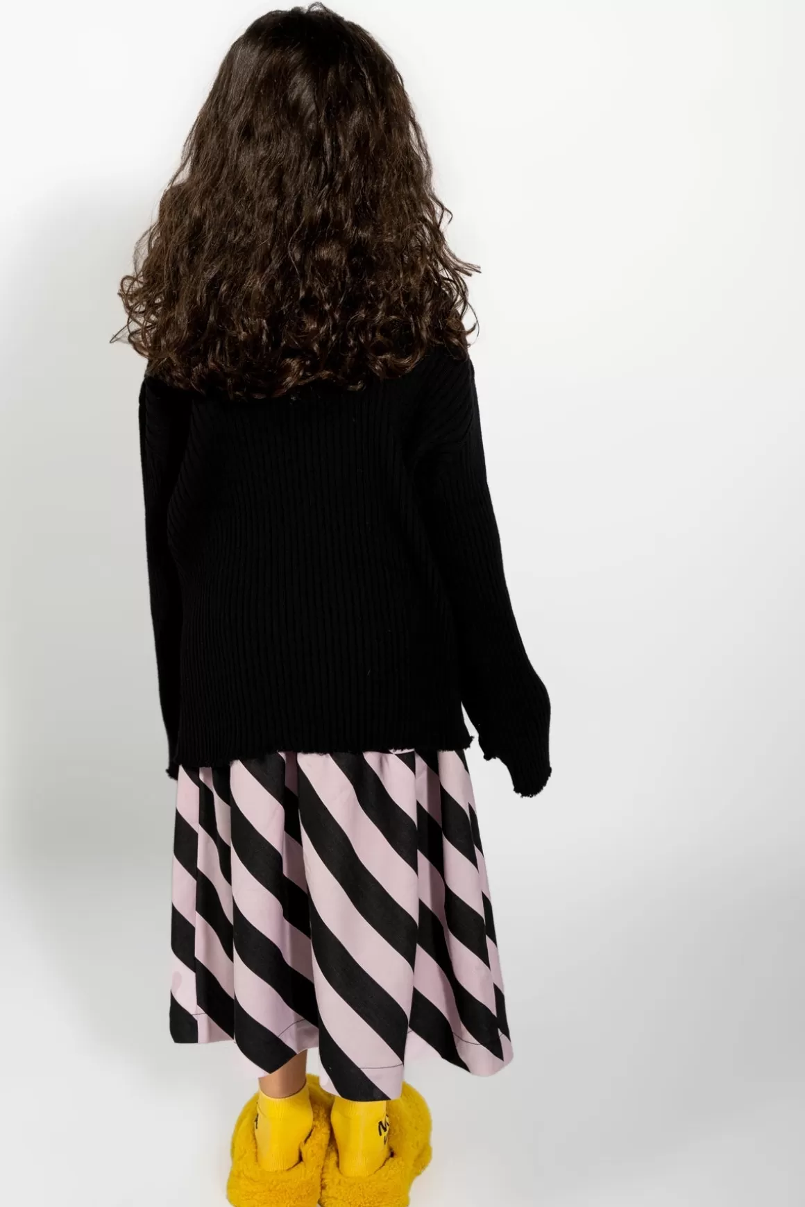 Clearance PINK AND BLACK FULL GATHERED STRIPED SKIRT Kids BOTTOMS