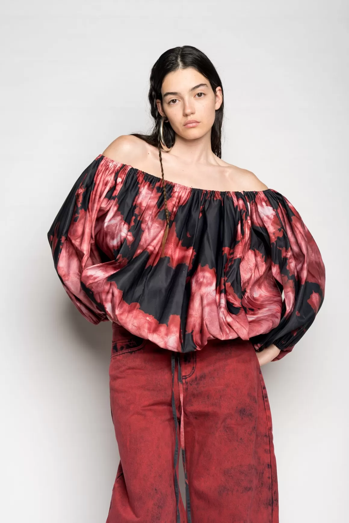 Fashion PINK OFF SHOULDER PUFF TOP Women TOPS