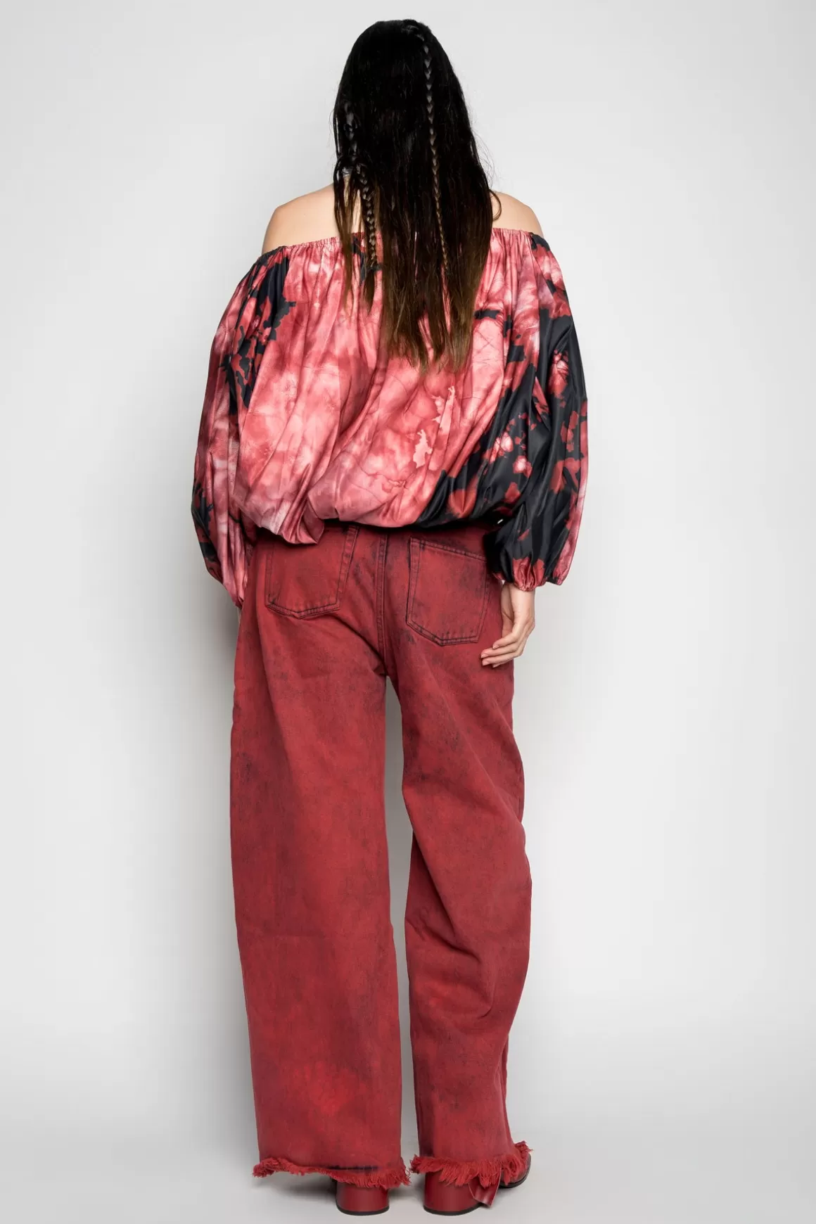 Fashion PINK OFF SHOULDER PUFF TOP Women TOPS