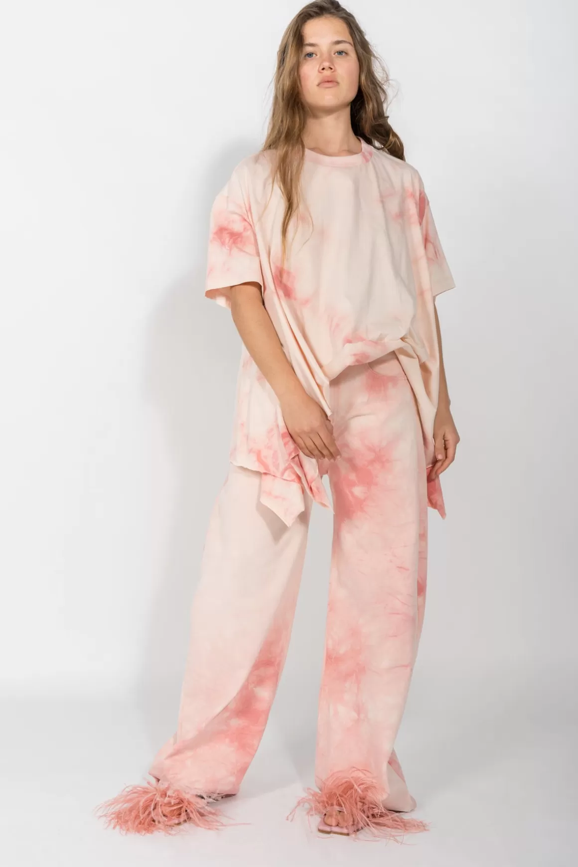 Discount PINK TIE DYE T-SHIRT WITH SIDE FLAPS Women JERSEY