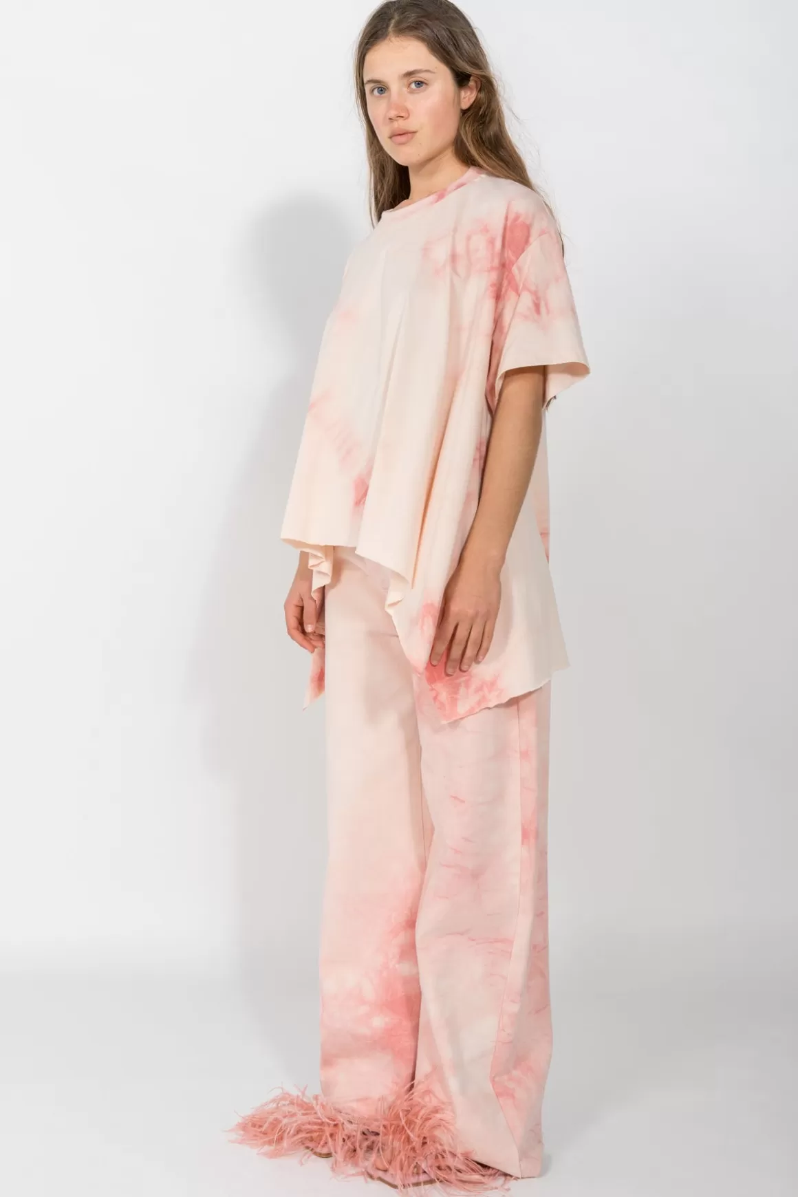 Discount PINK TIE DYE T-SHIRT WITH SIDE FLAPS Women JERSEY