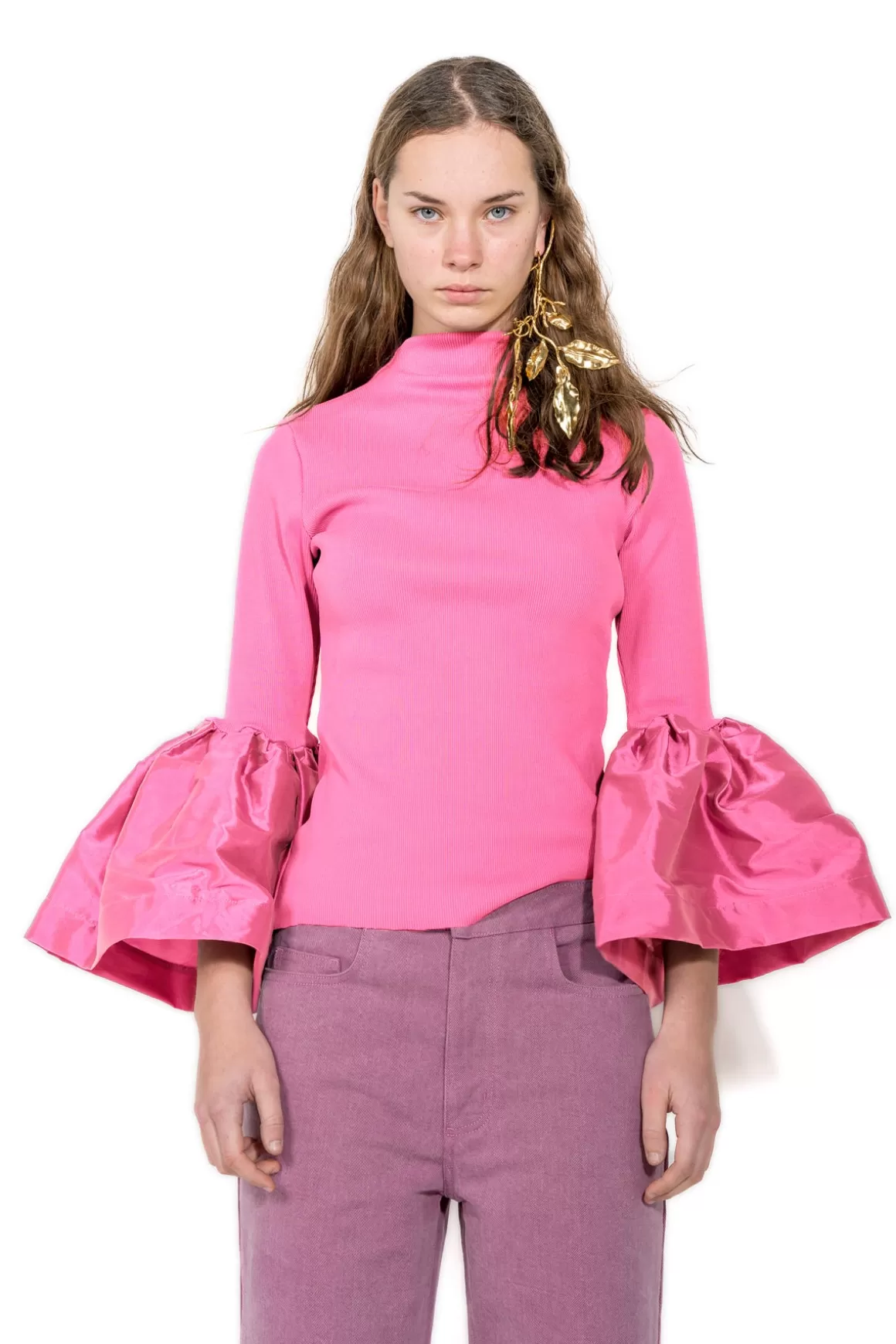 Hot TURTLENECK PUFF SLEEVE TOP Women TOPS