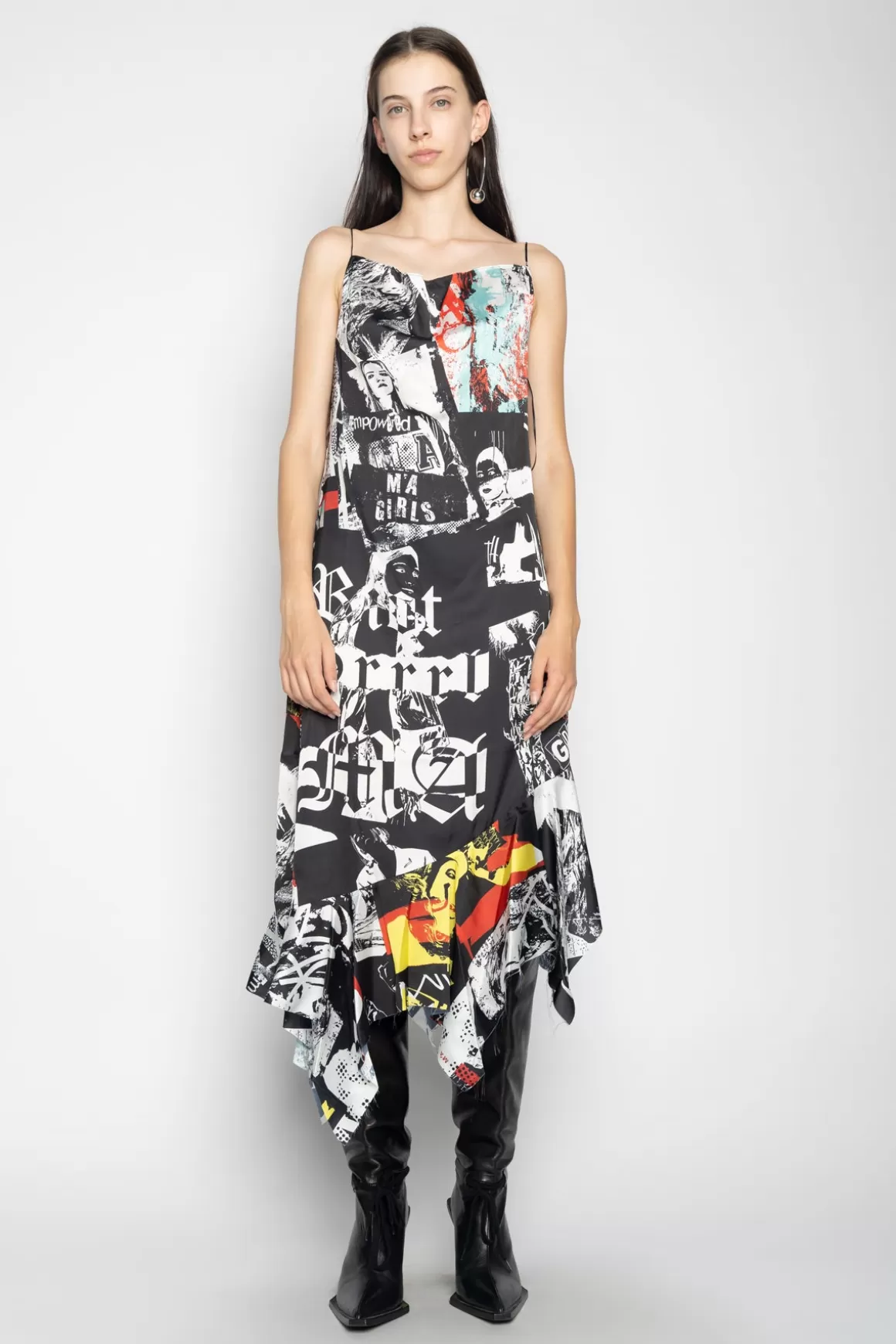Outlet PRINTED SATIN SLIP DRESS Women DRESSES