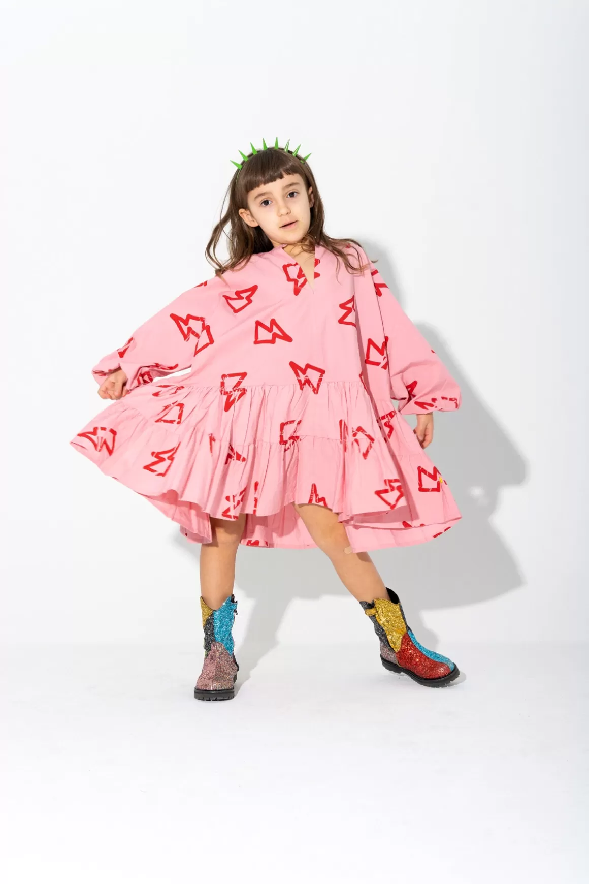 Flash Sale THUNDER PRINT GATHERED DRESS Kids DRESSES