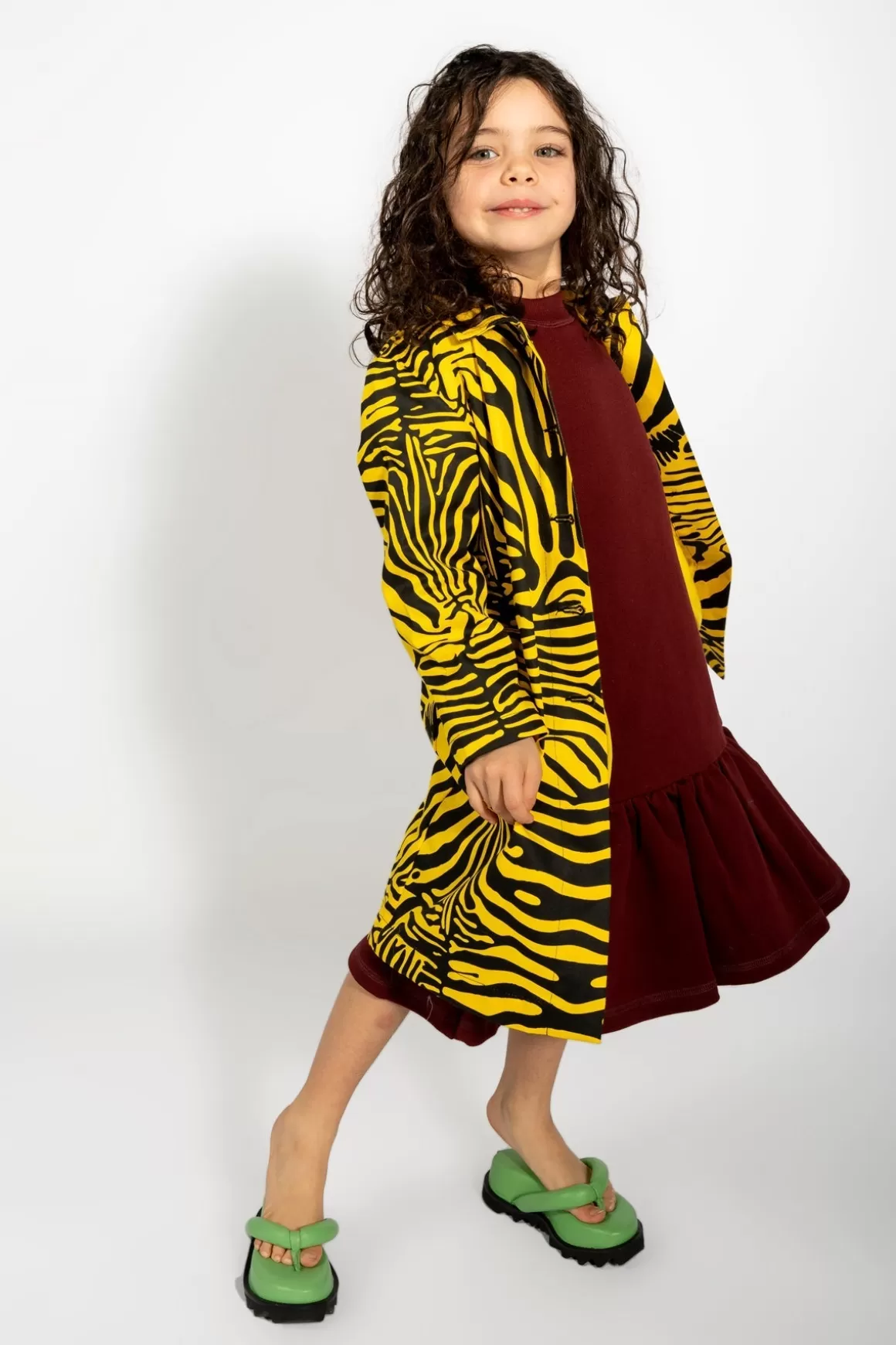 Best Sale YELLOW AND BLACK ZEBRA PRINT COTTON COAT Kids OUTERWEAR