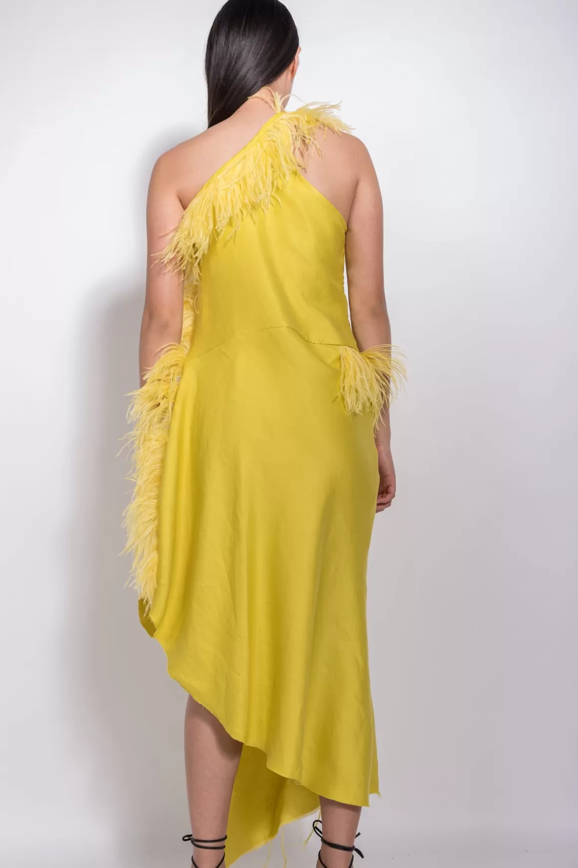Store ASYMMETRIC DRESS WITH FEATHERS Women DRESSES