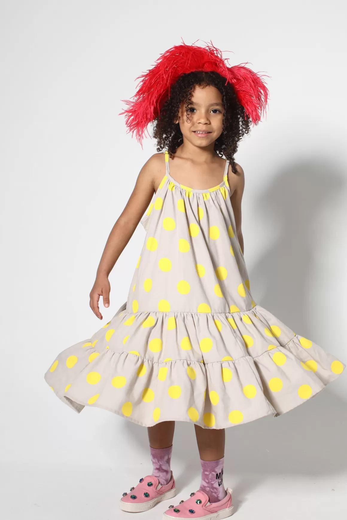 Online YELLOW POLKA DOTS STRAP DRESS Kids DRESSES